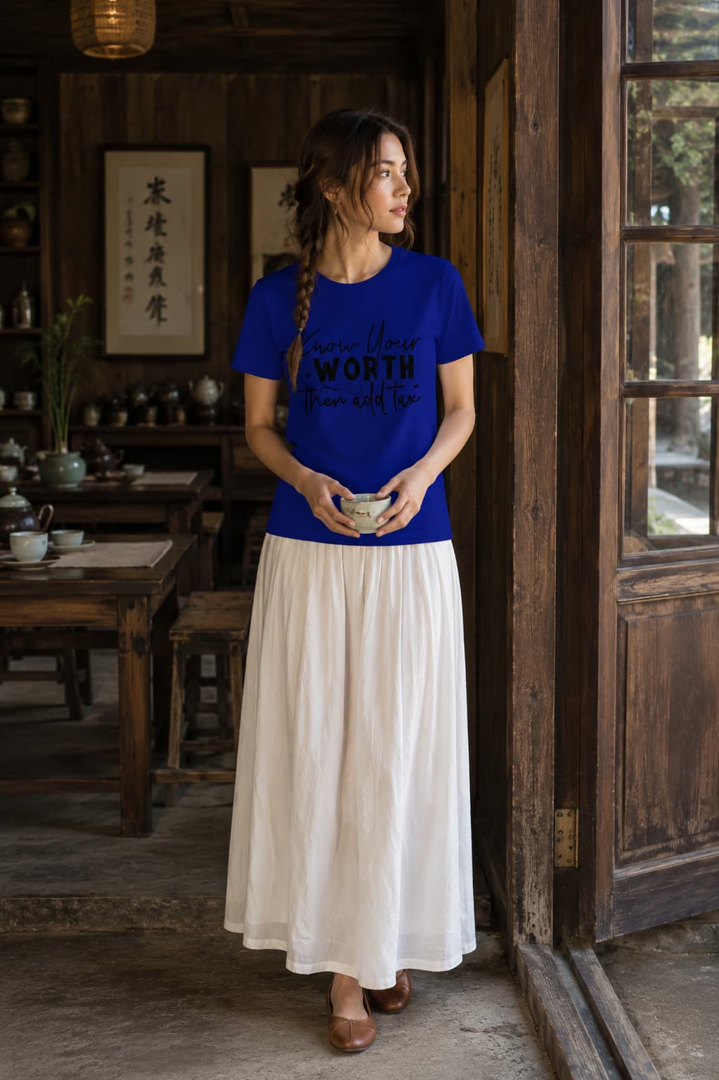WOMENS ROYAL BLUE ROUNDNECK T-SHIRT