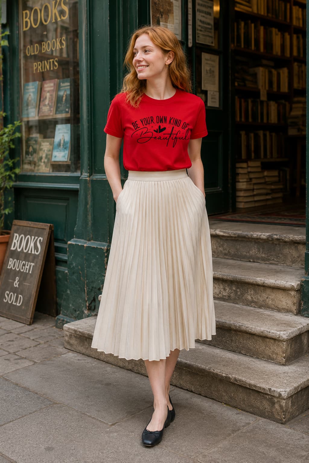 WOMENS RED ROUNDNECK T-SHIRT