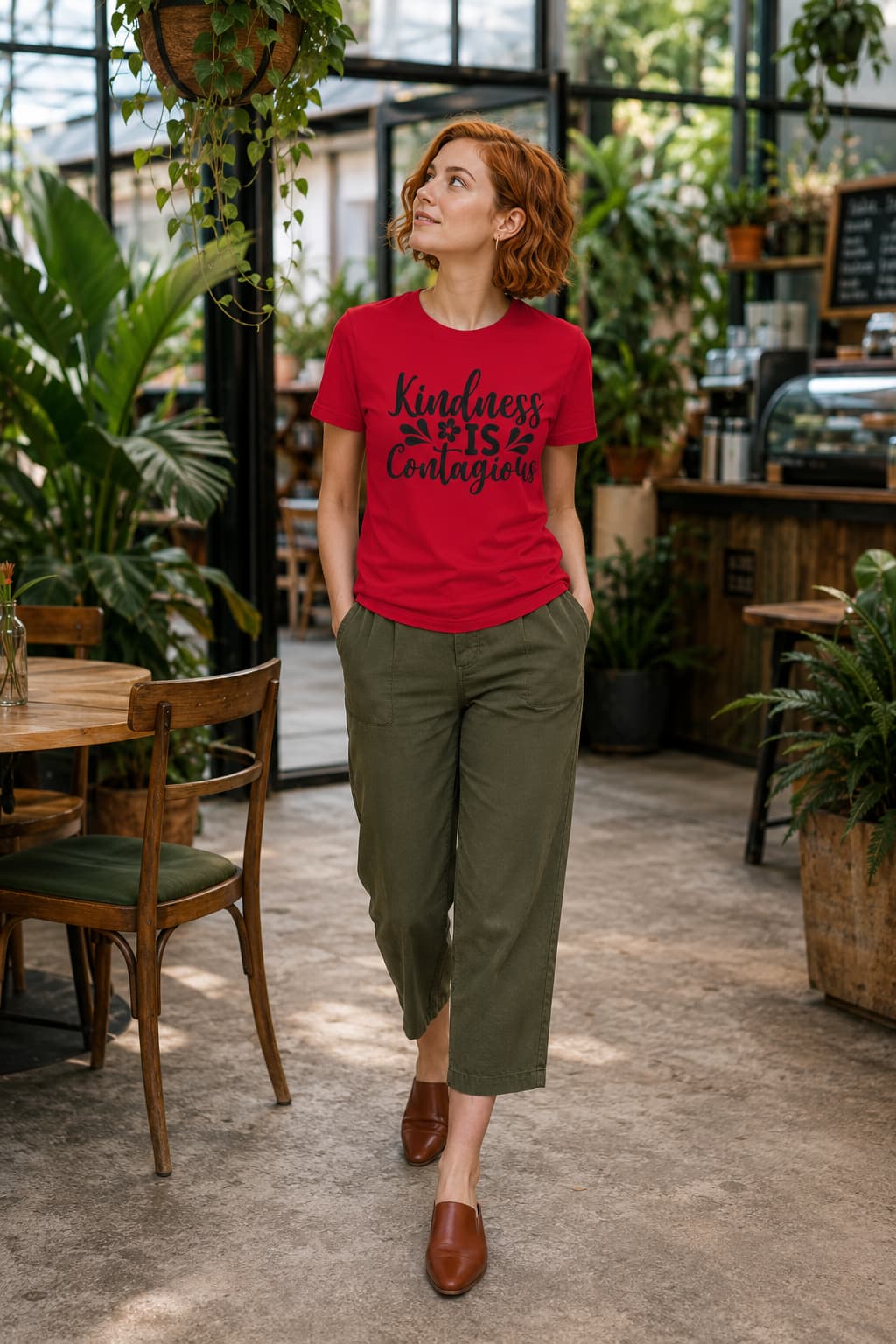 WOMENS RED ROUNDNECK T-SHIRT