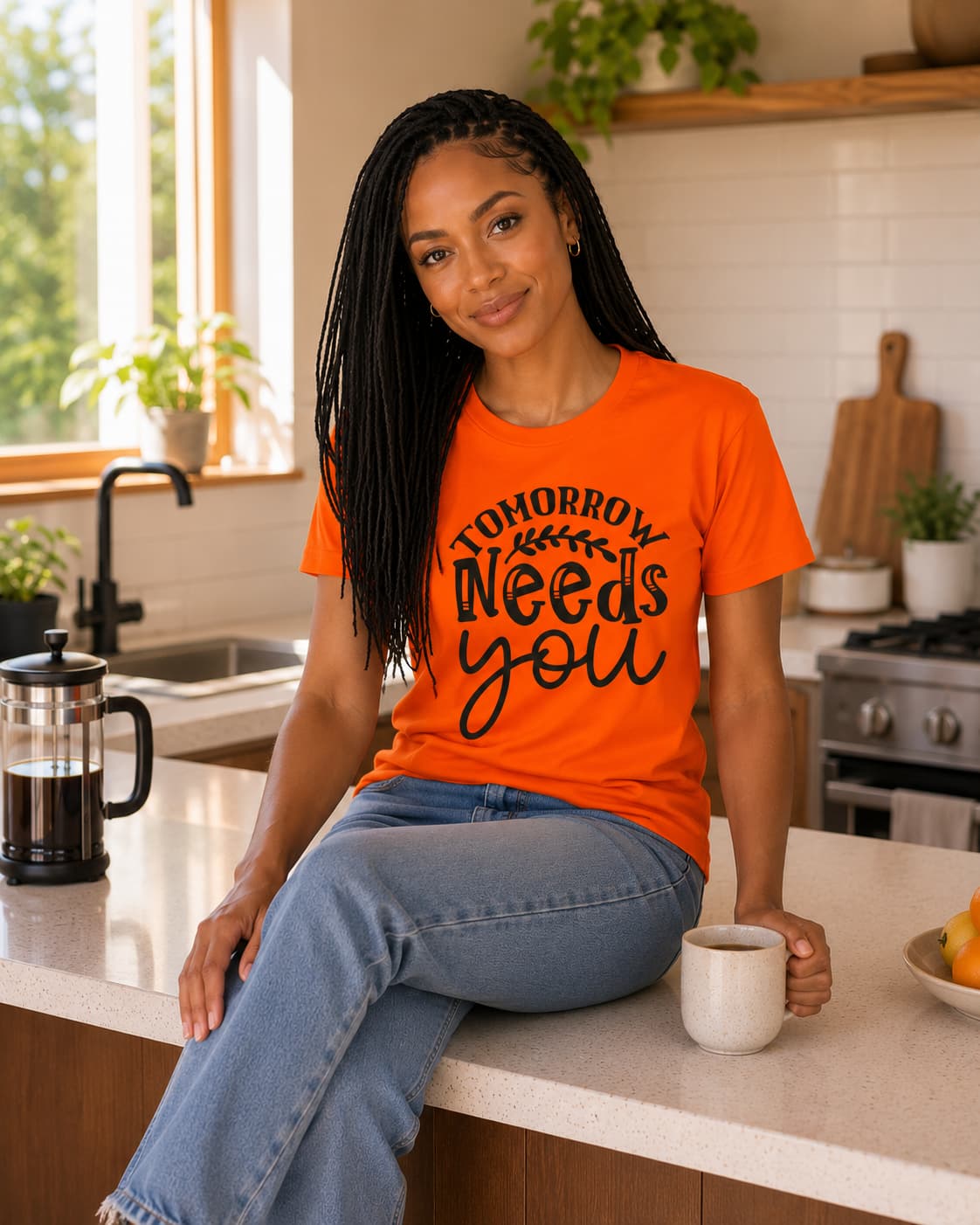 WOMENS ORANGE ROUNDNECK T-SHIRT