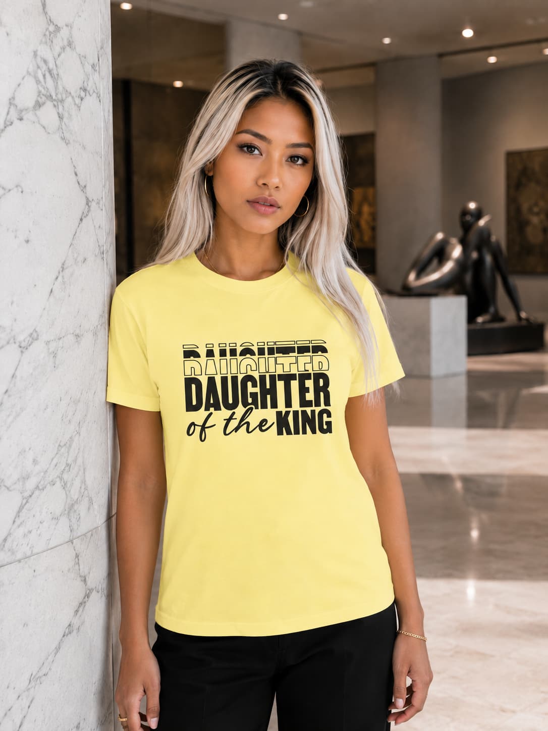 WOMENS BUTTER YELLOW ROUNDNECK T-SHIRT