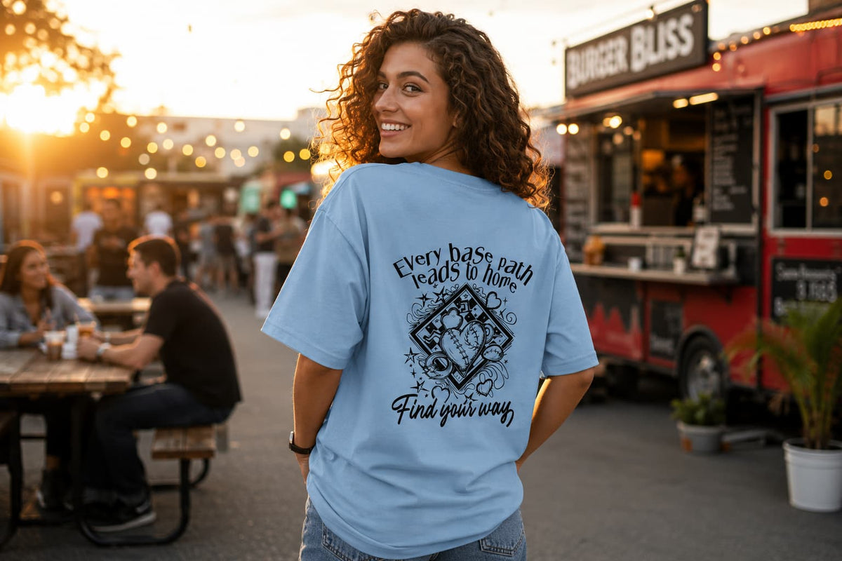 WOMENS BABY BLUE OVERSIZED ROUNDNECK T-SHIRT