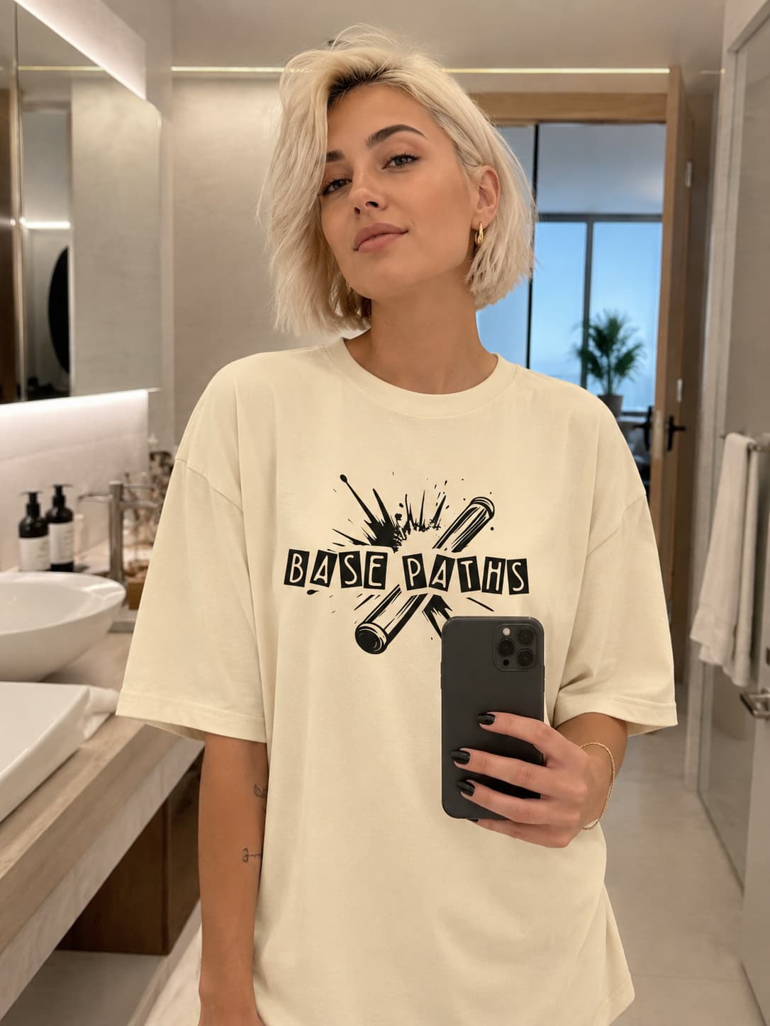 WOMENS OFF WHITE OVERSIZED ROUNDNECK T-SHIRT