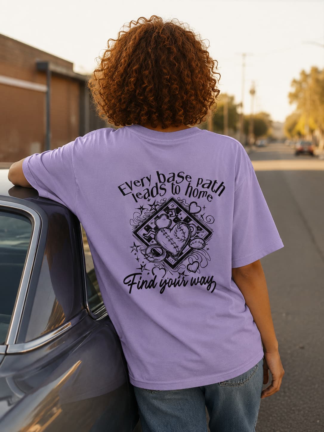 WOMENS IRIS LAVENDER OVERSIZED ROUNDNECK T-SHIRT