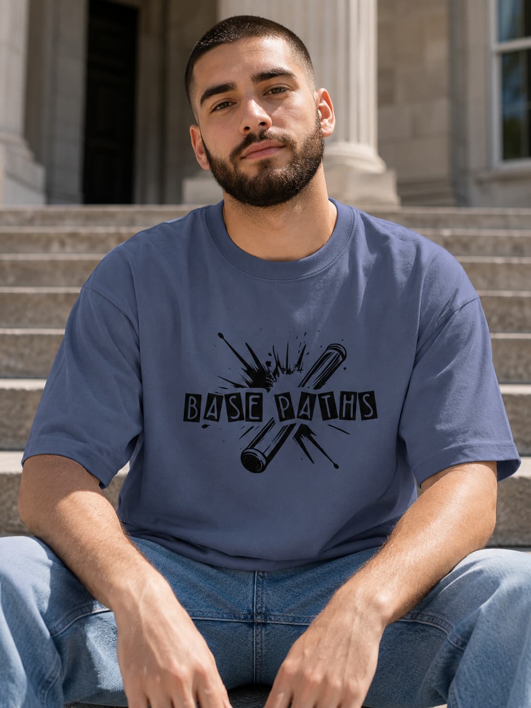 MENS STEEL GREY OVERSIZED ROUNDNECK T-SHIRT