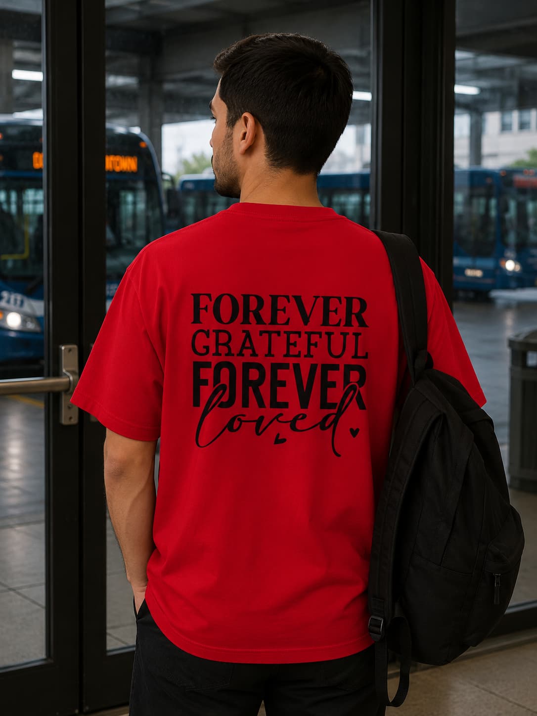 MENS RED OVERSIZED ROUNDNECK T-SHIRT