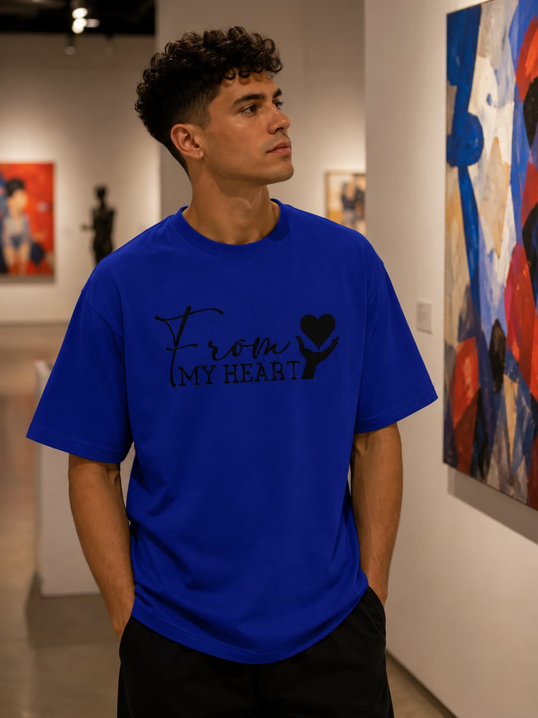 MENS ROYAL BLUE OVERSIZED ROUNDNECK T-SHIRT