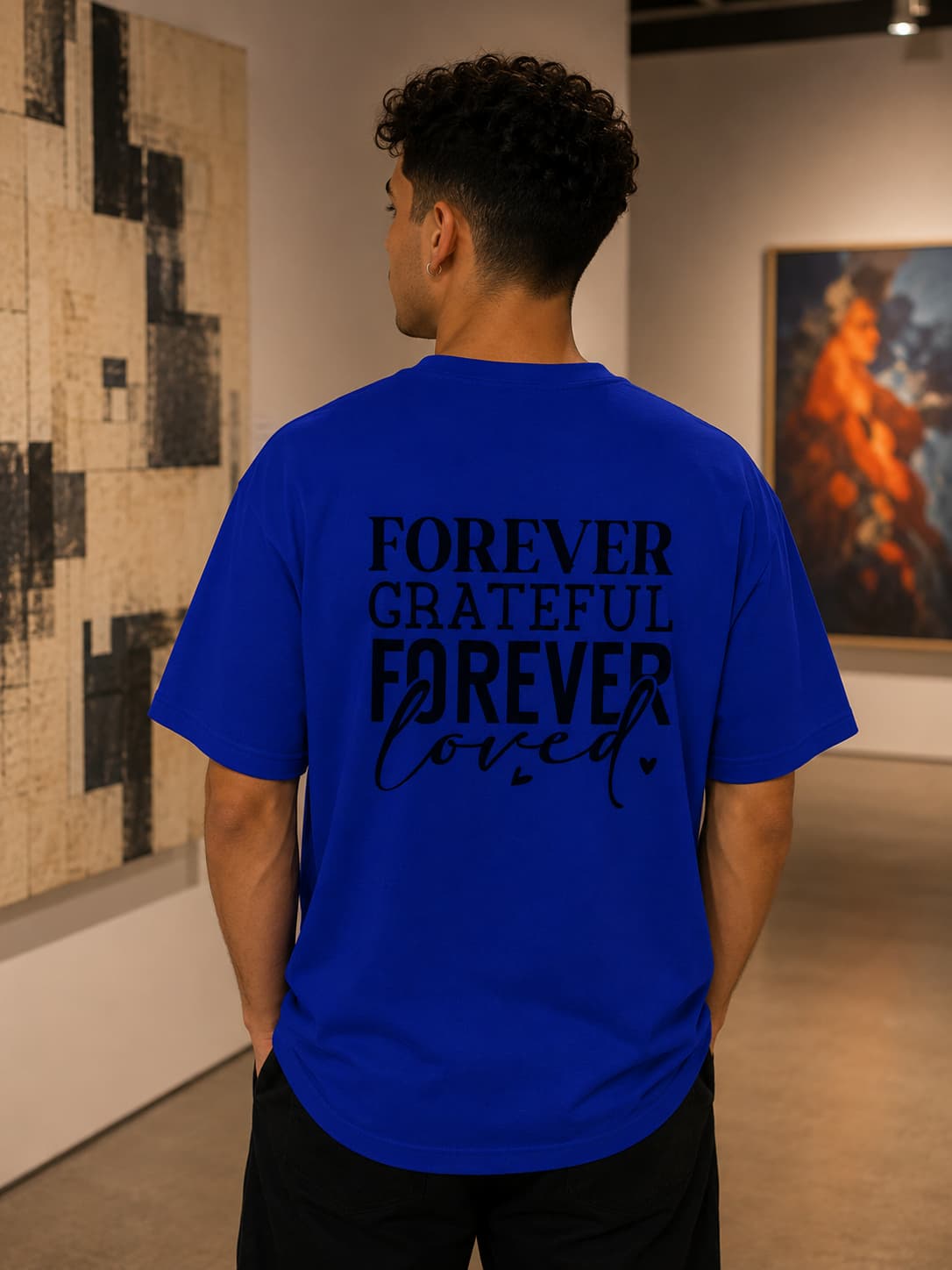 MENS ROYAL BLUE OVERSIZED ROUNDNECK T-SHIRT