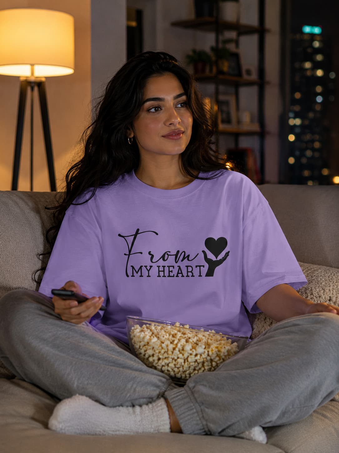 WOMENS IRIS LAVENDER OVERSIZED ROUNDNECK T-SHIRT