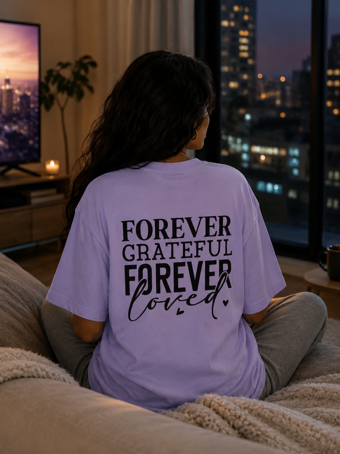 WOMENS IRIS LAVENDER OVERSIZED ROUNDNECK T-SHIRT