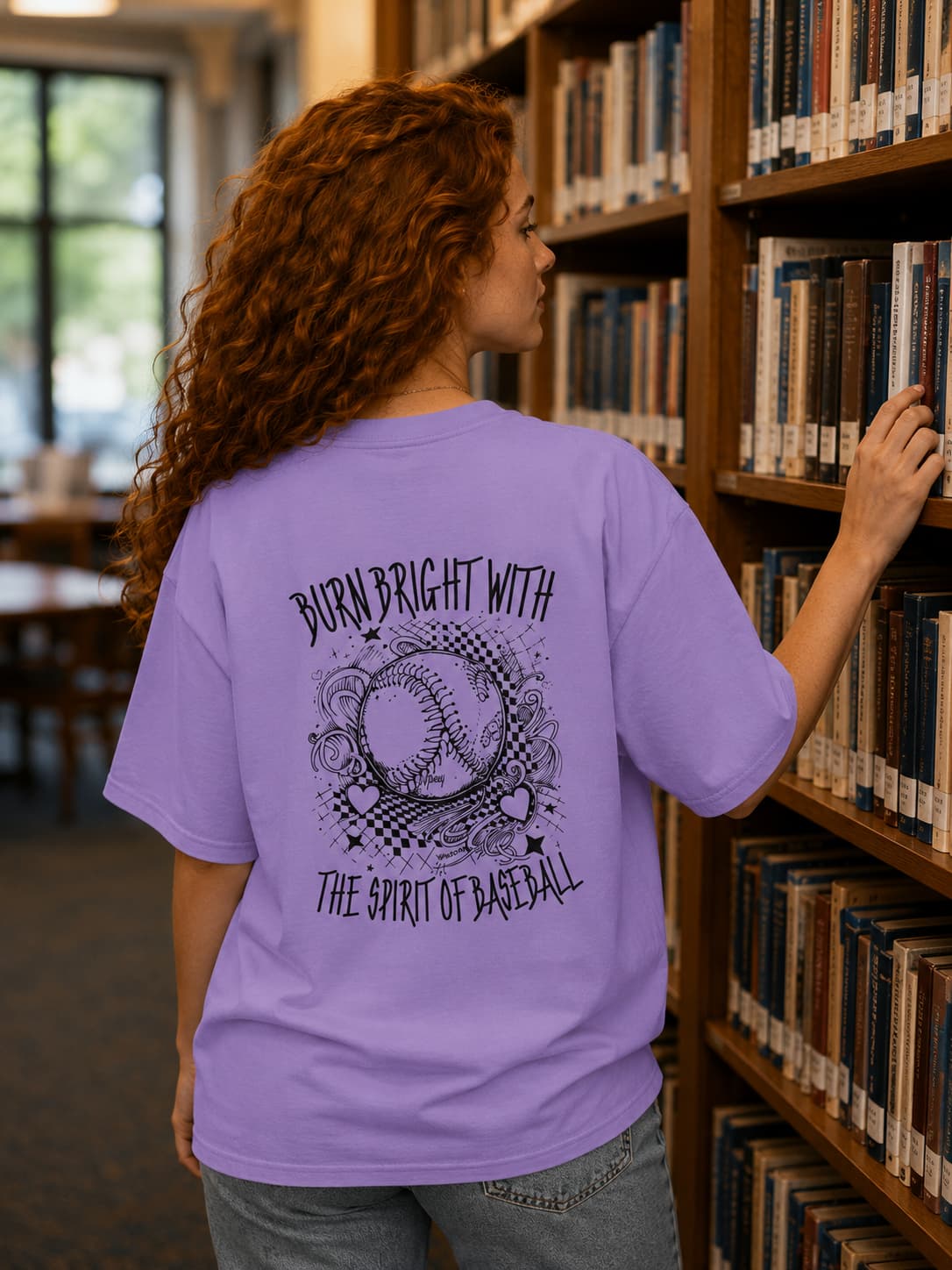 WOMENS IRIS LAVENDER OVERSIZED ROUNDNECK T-SHIRT