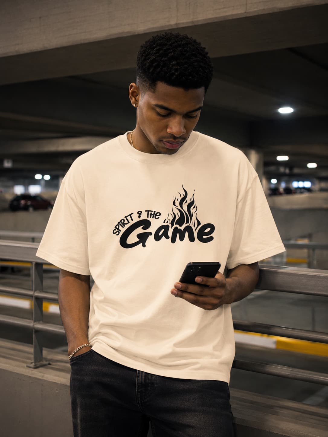 MENS OFF WHITE OVERSIZED ROUNDNECK T-SHIRT