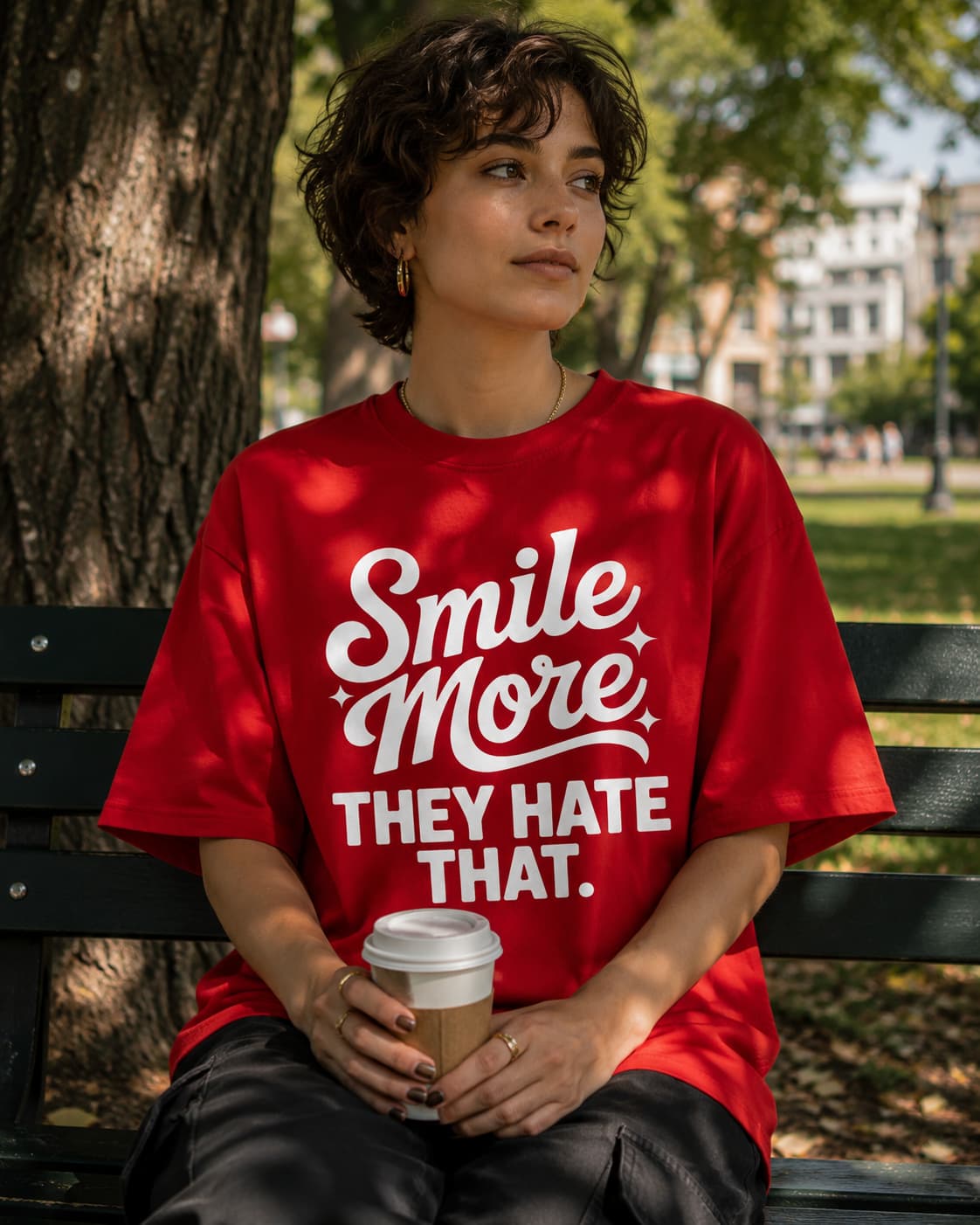WOMENS RED OVERSIZED ROUNDNECK T-SHIRT