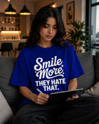 WOMENS ROYAL BLUE OVERSIZED ROUNDNECK T-SHIRT