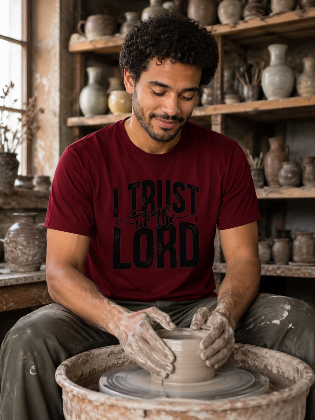 MENS MAROON ROUNDNECK T-SHIRT