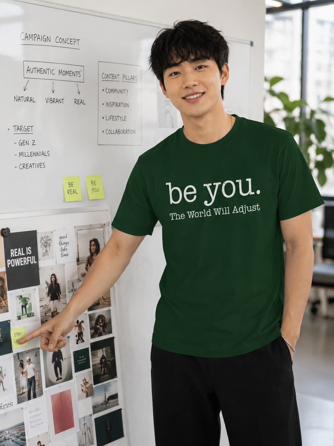 MENS OLIVE GREEN ROUNDNECK T-SHIRT