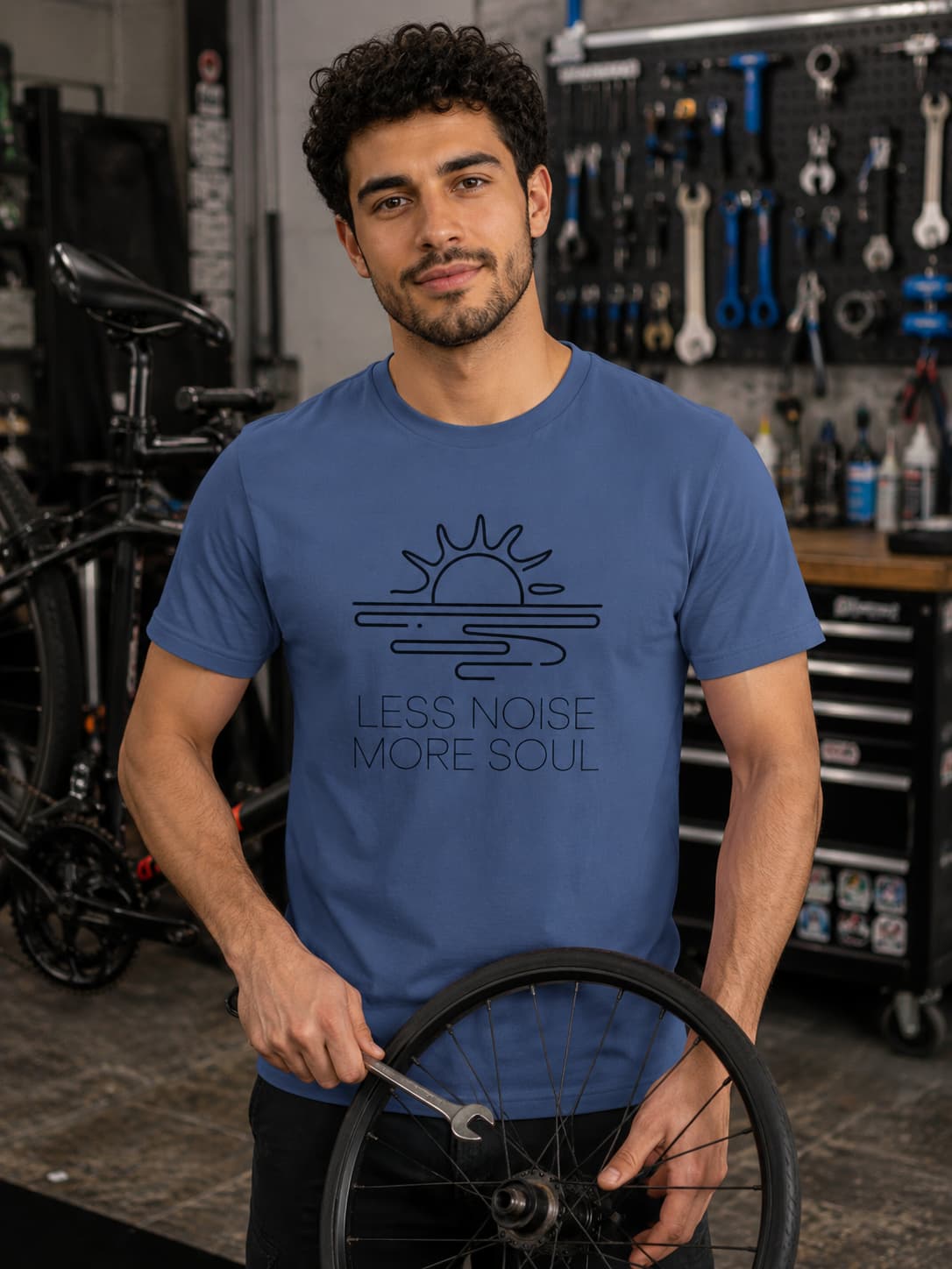 MENS SMOKE BLUE ROUNDNECK T-SHIRT
