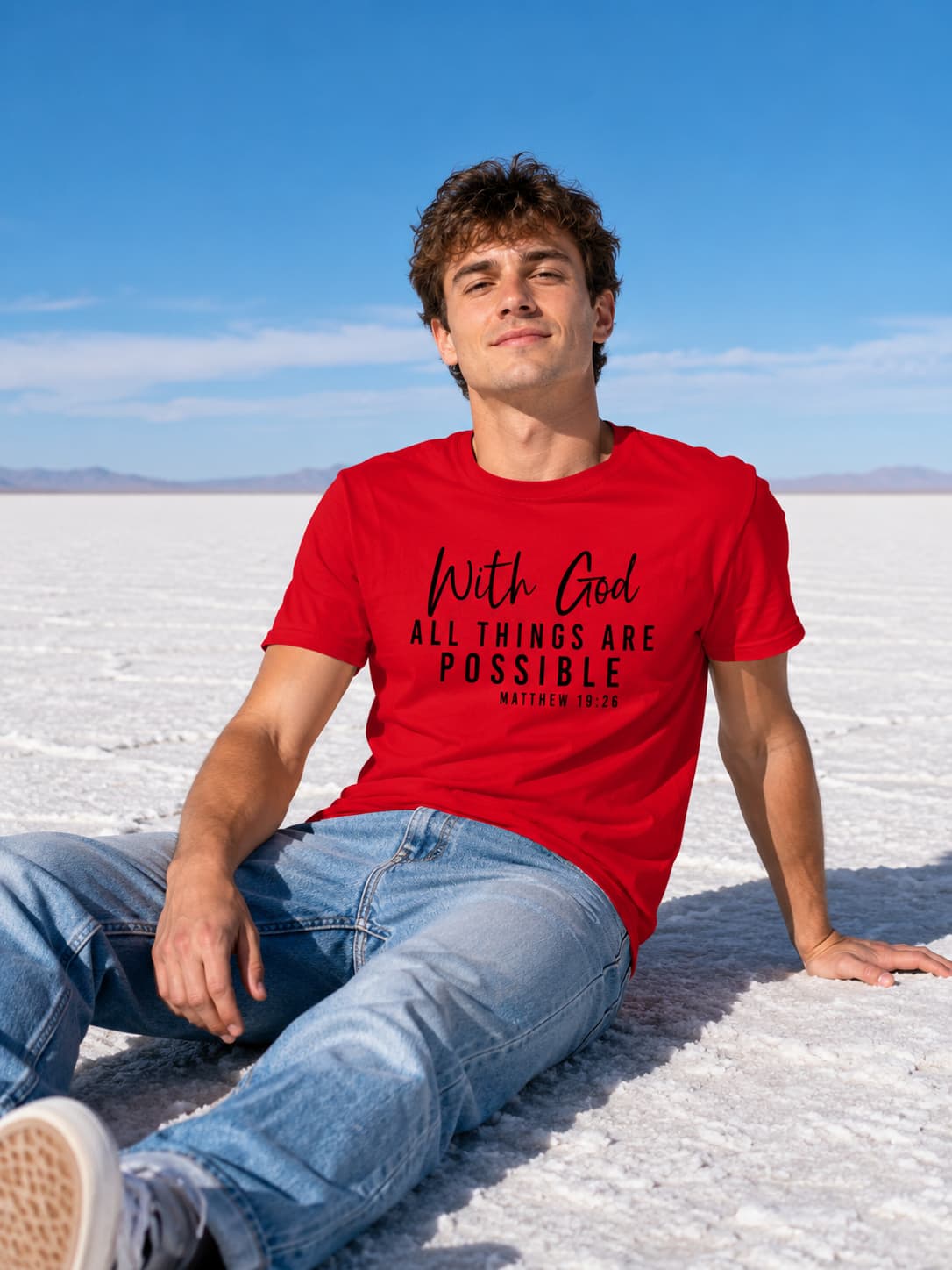 MENS RED ROUNDNECK T-SHIRT 