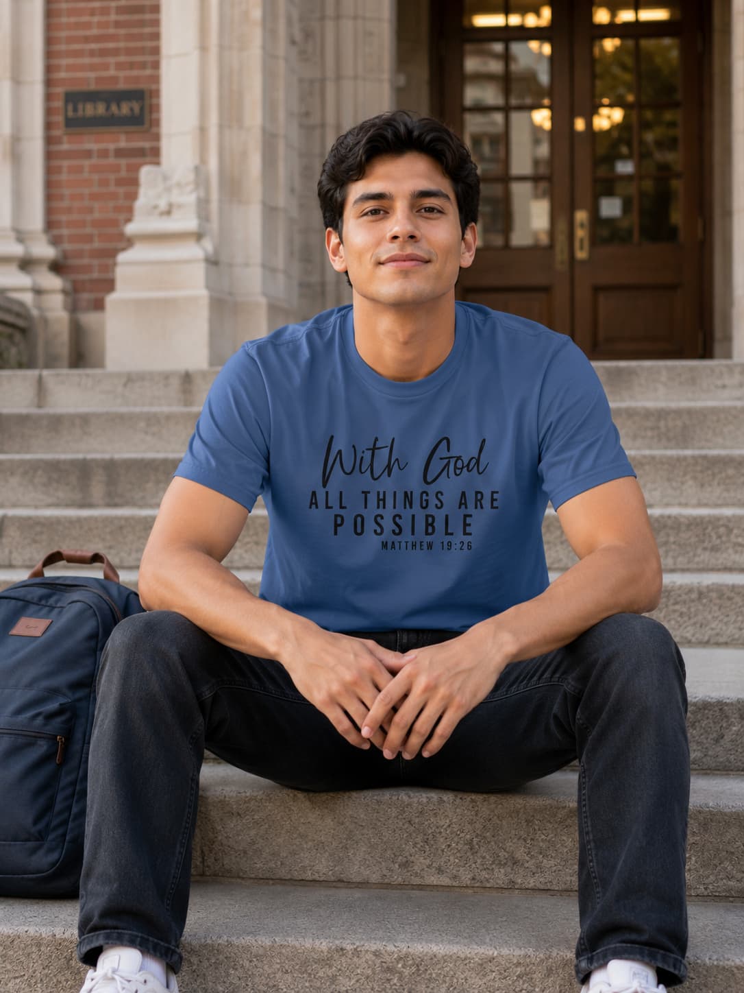 MENS SMOKE BLUE ROUNDNECK T-SHIRT 