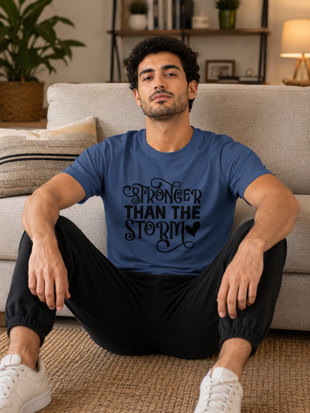 MENS SMOKE BLUE ROUNDNECK T-SHIRT 