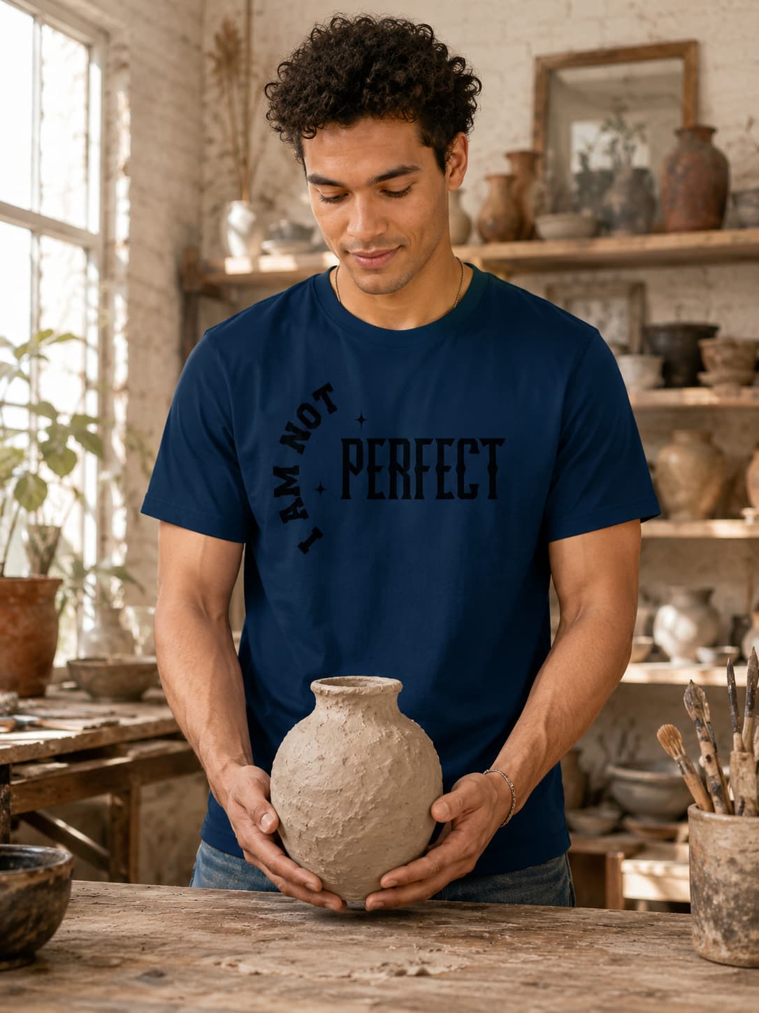 MENS NAVY BLUE ROUNDNECK T-SHIRT