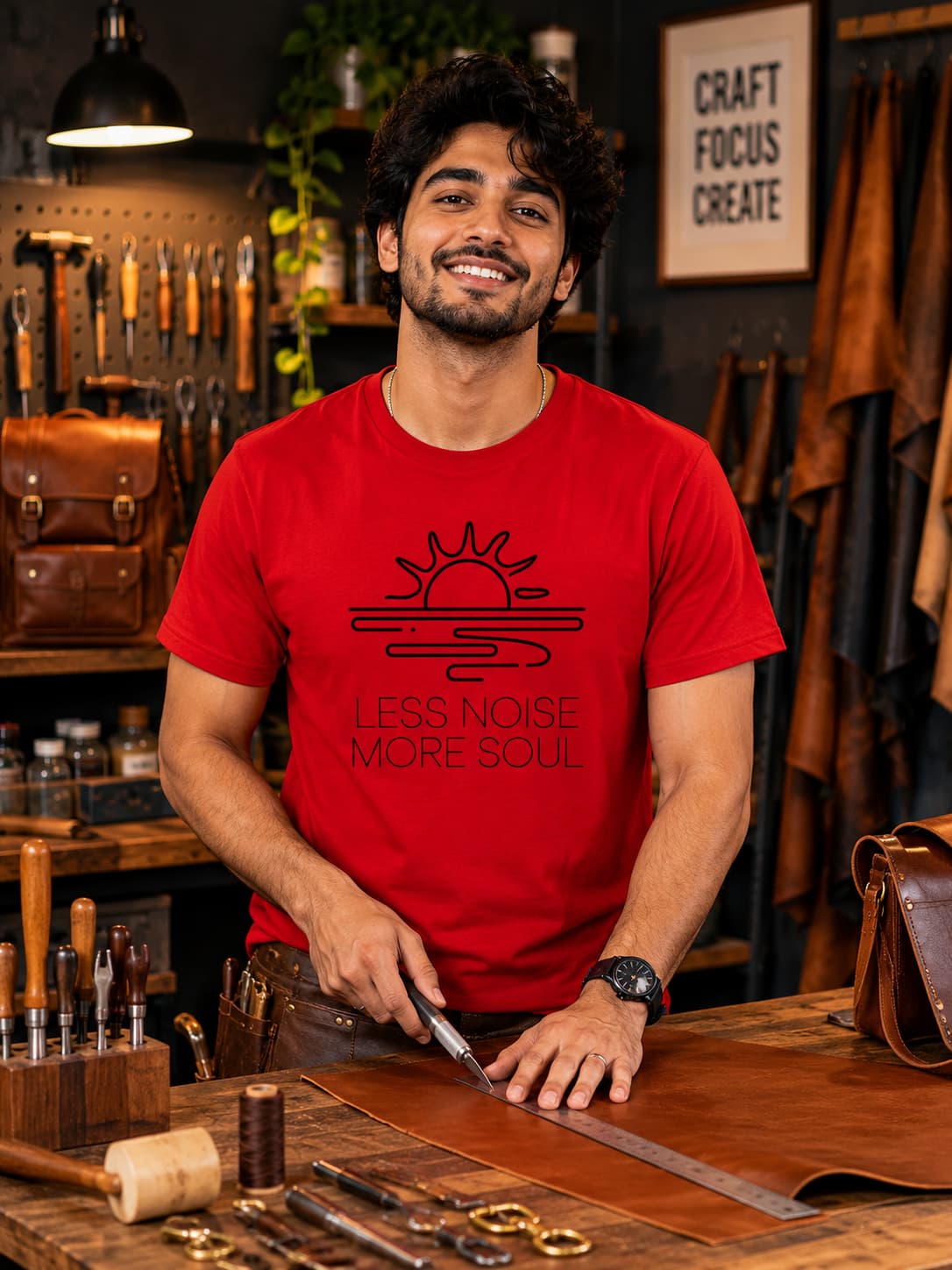 MENS RED ROUNDNECK T-SHIRT