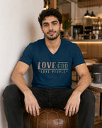MENS NAVY BLUE VNECK T-SHIRT