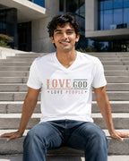 MENS WHITE VNECK T-SHIRT