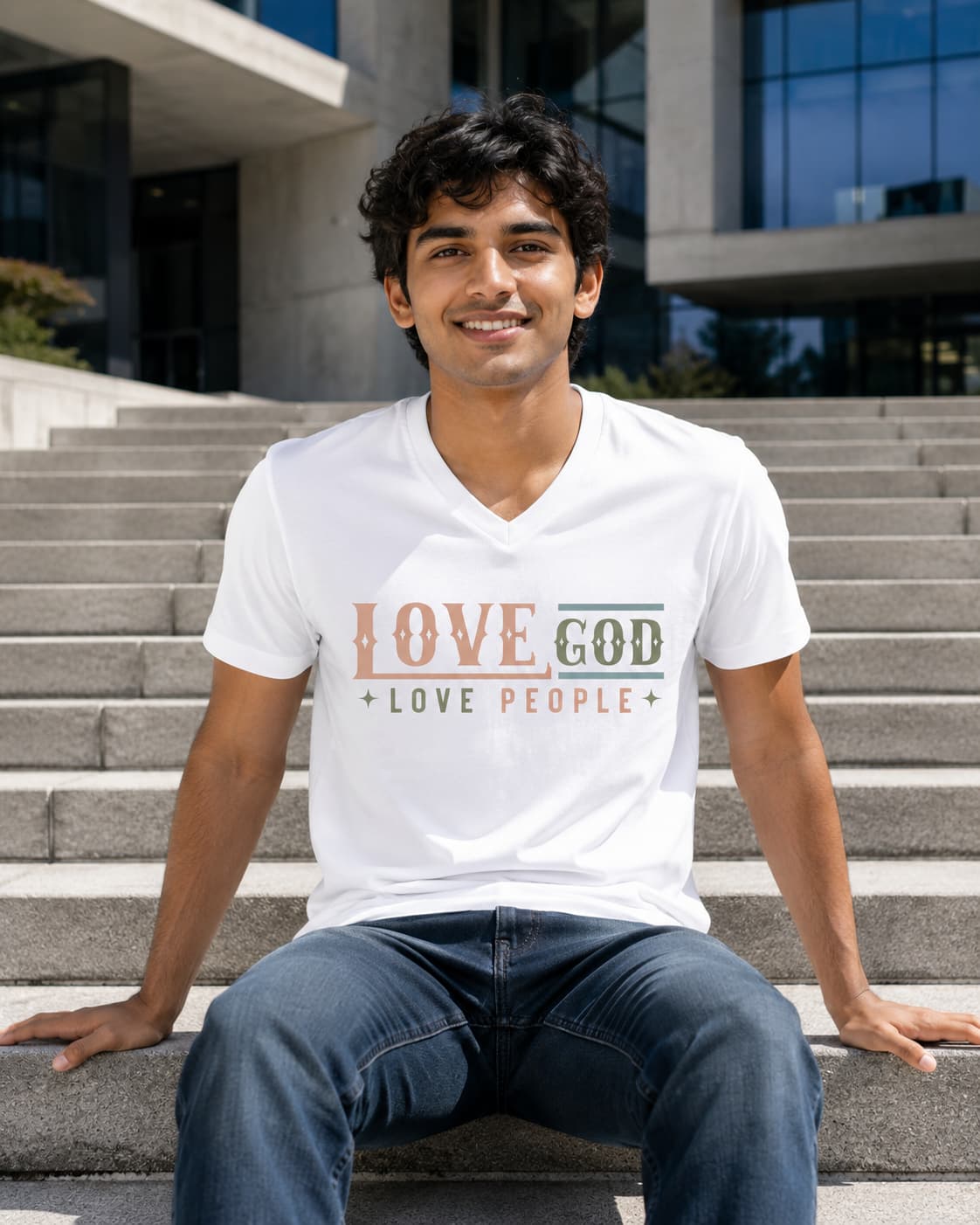 MENS WHITE VNECK T-SHIRT