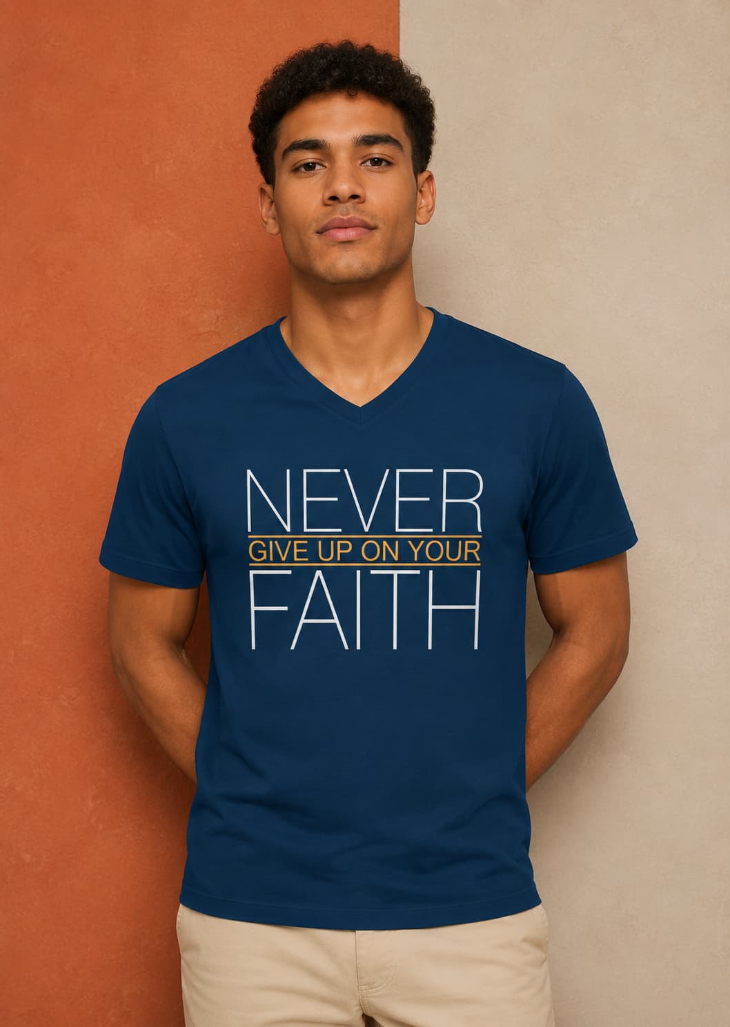 MENS NAVY BLUE VNECK T-SHIRT