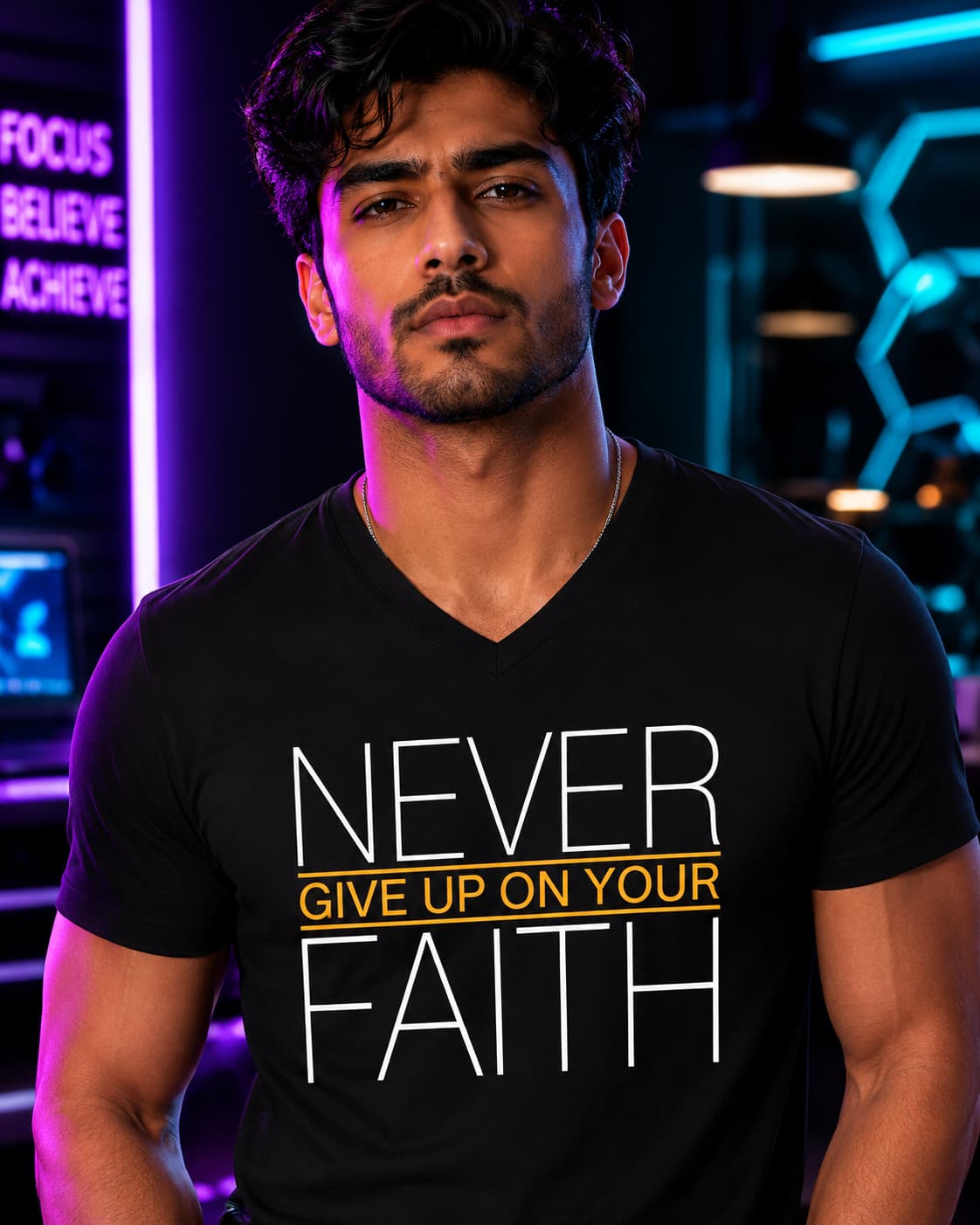 MENS BLACK VNECK T-SHIRT