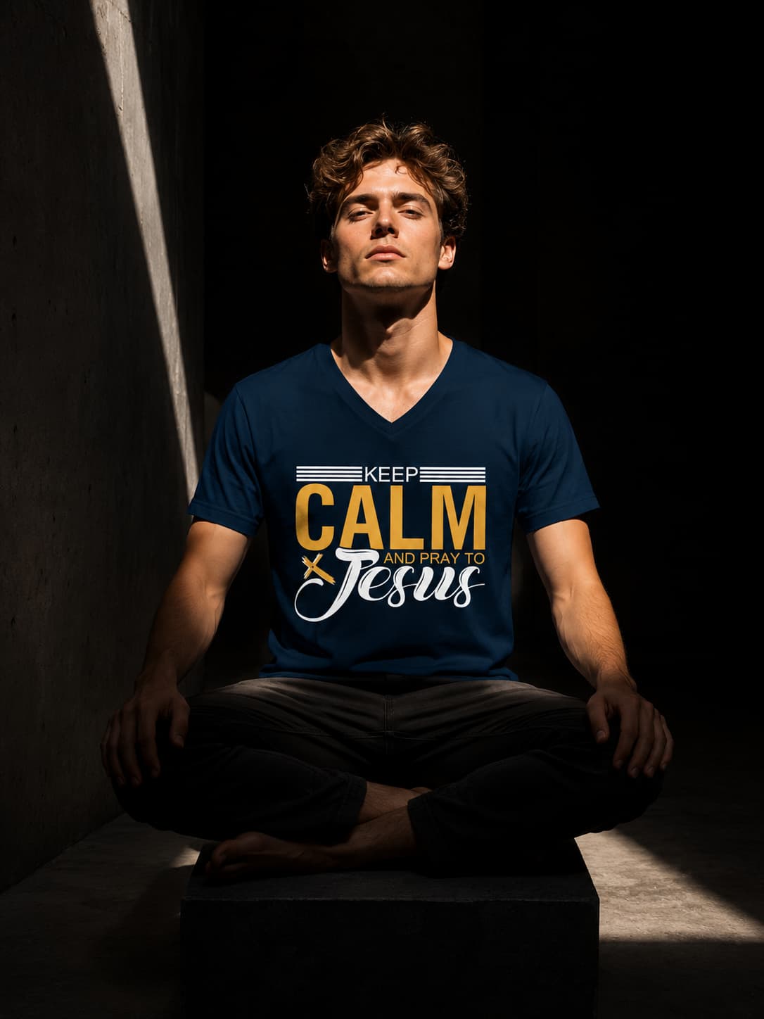 MENS NAVY BLUE VNECK T-SHIRT