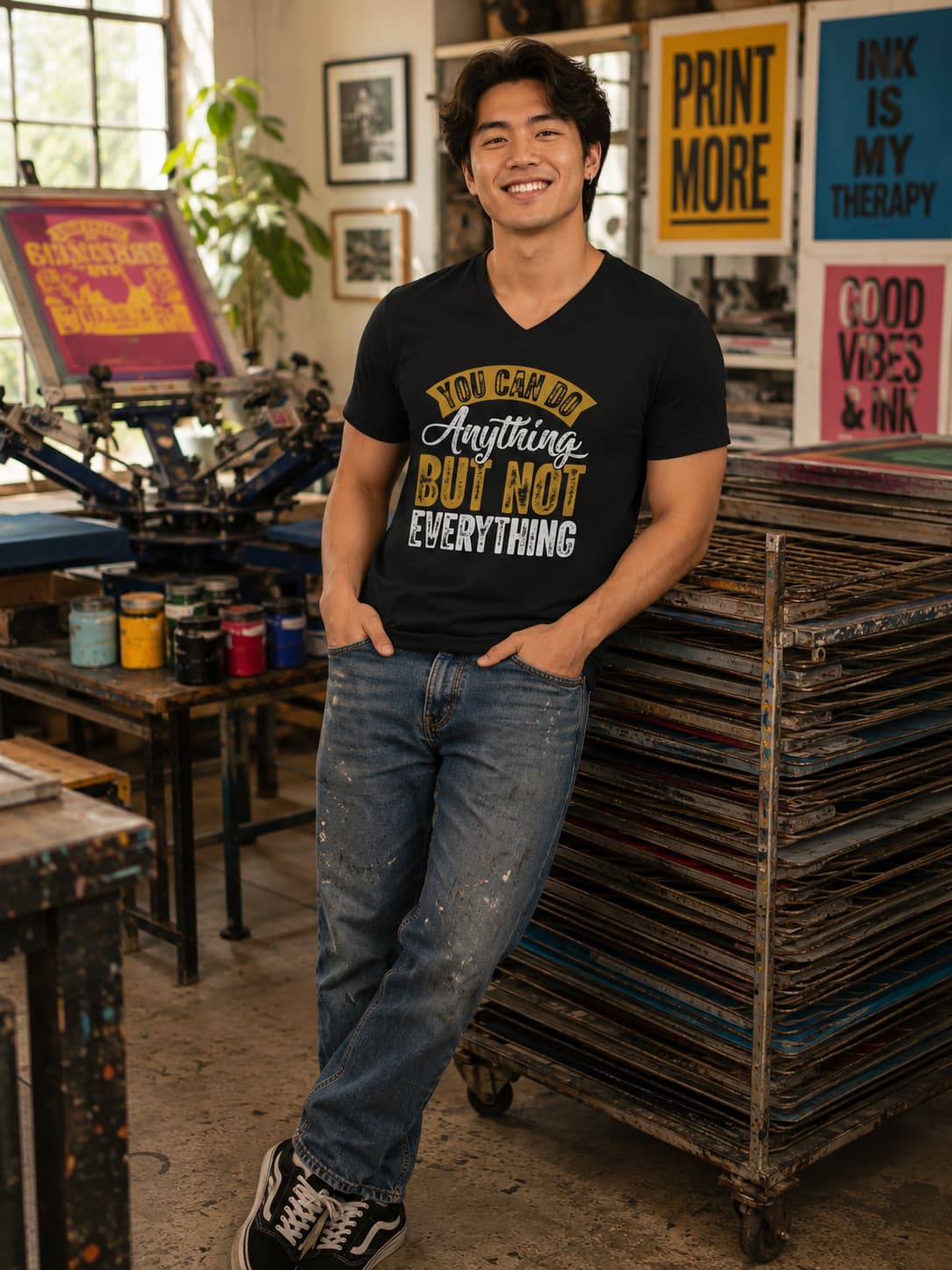 MENS BLACK VNECK T-SHIRT