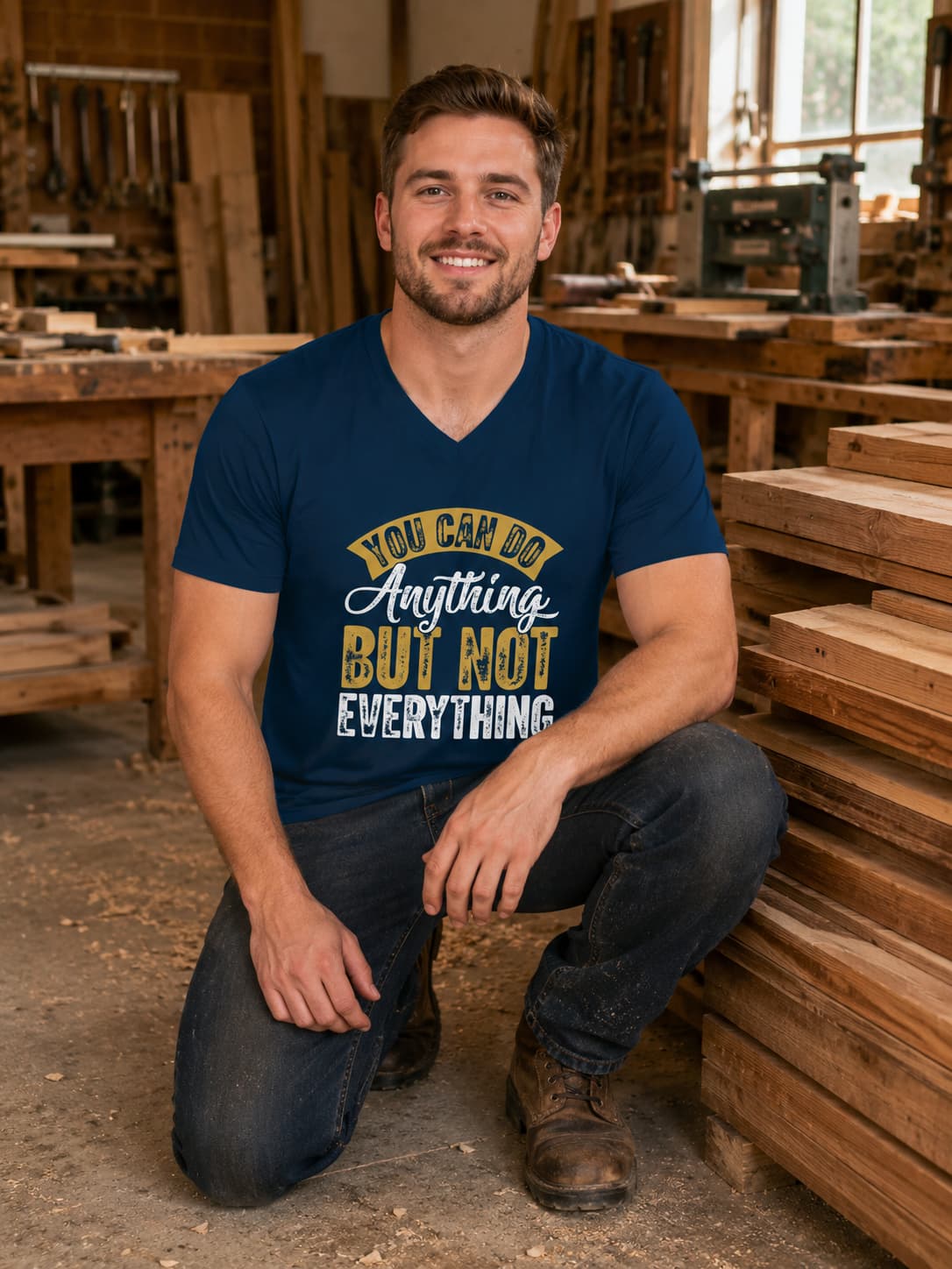 MENS NAVY BLUE VNECK T-SHIRT