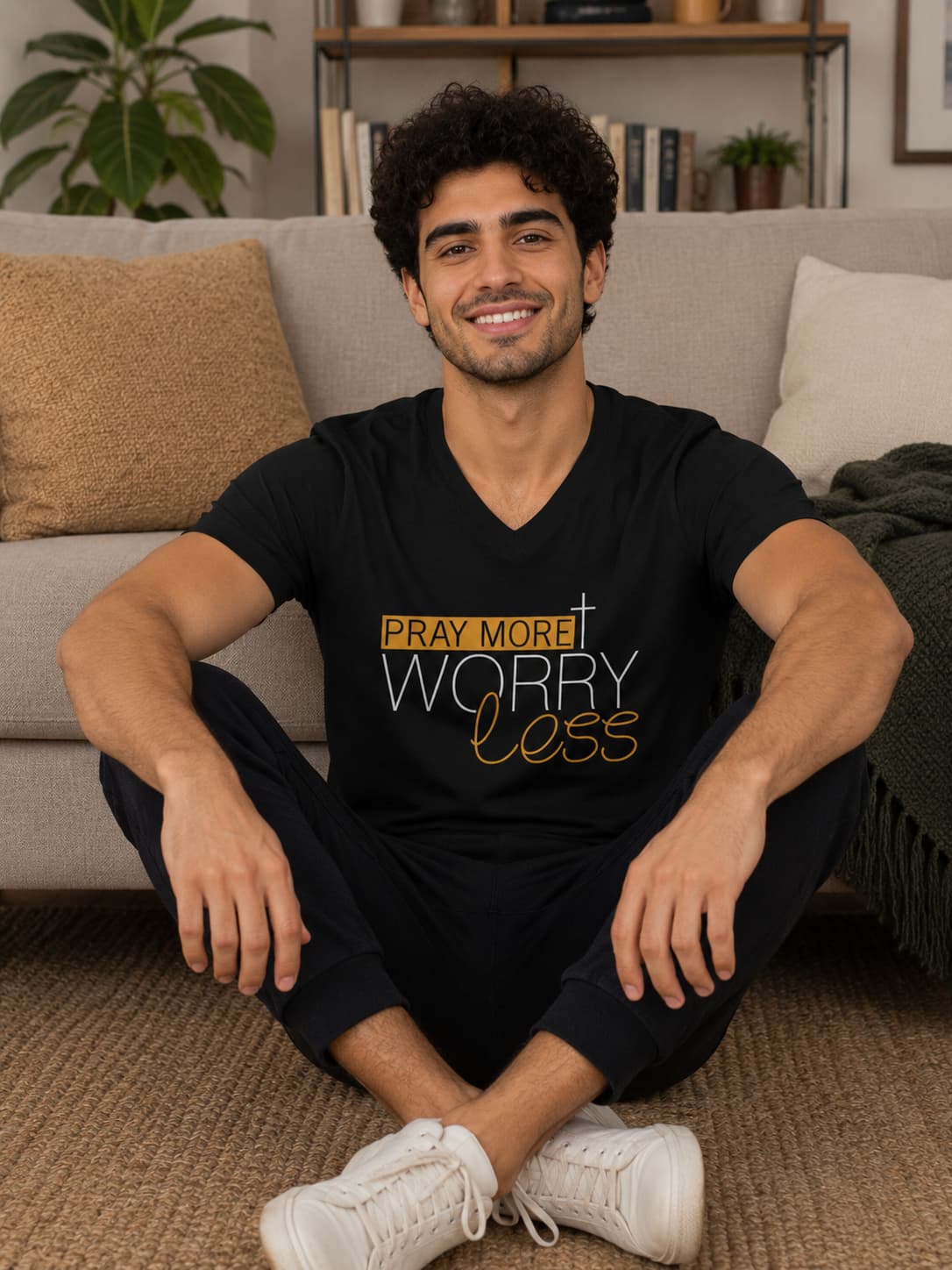 MENS BLACK VNECK T-SHIRT