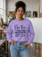 karavirs™ Decided Leap Sweatshirt detail — bold typography graphic