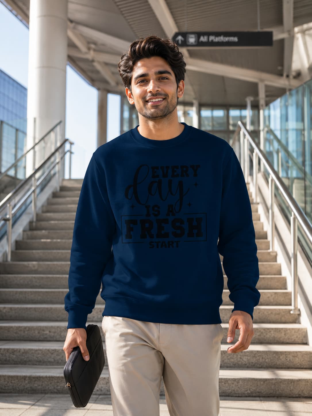 Karavirs® Reset Navy Blue sweatshirt for men India