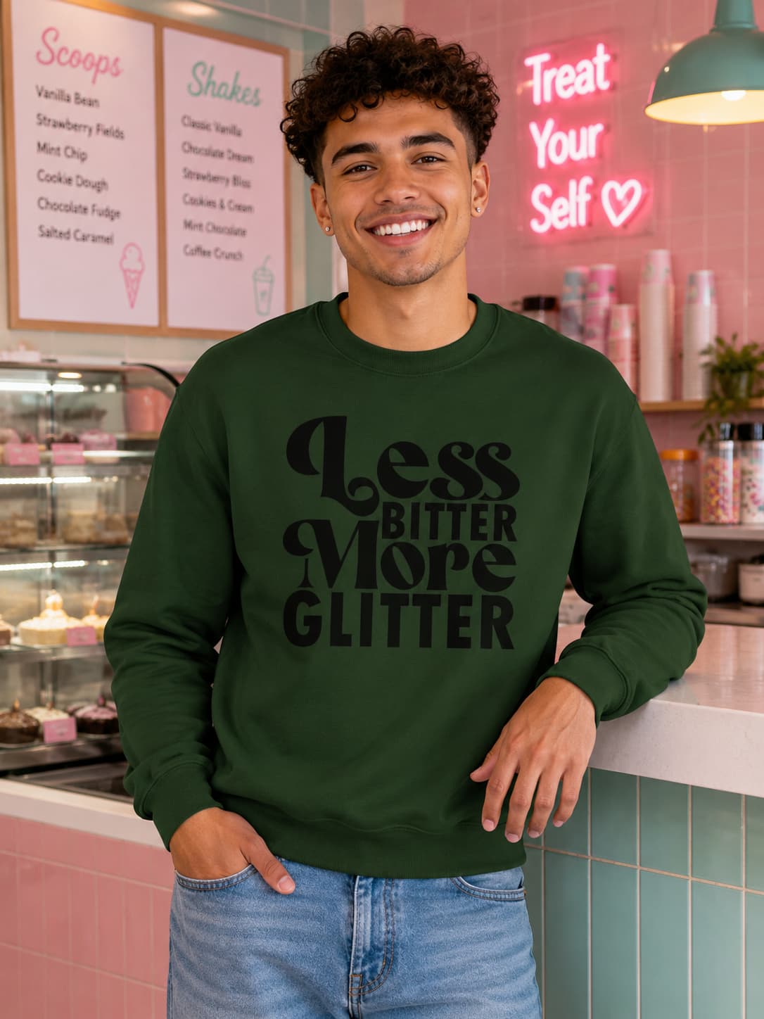 MENS OLIVE GREEN SWEATSHIRTS
