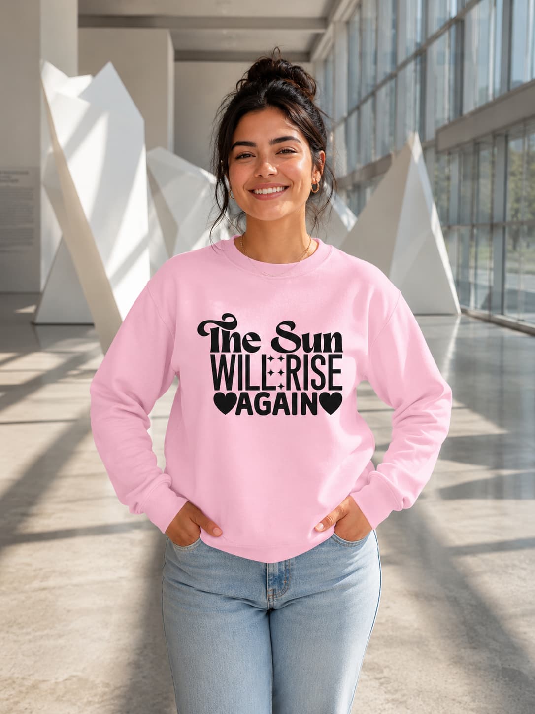 WOMENS LIGHT PINK SWEATSHIRTS 