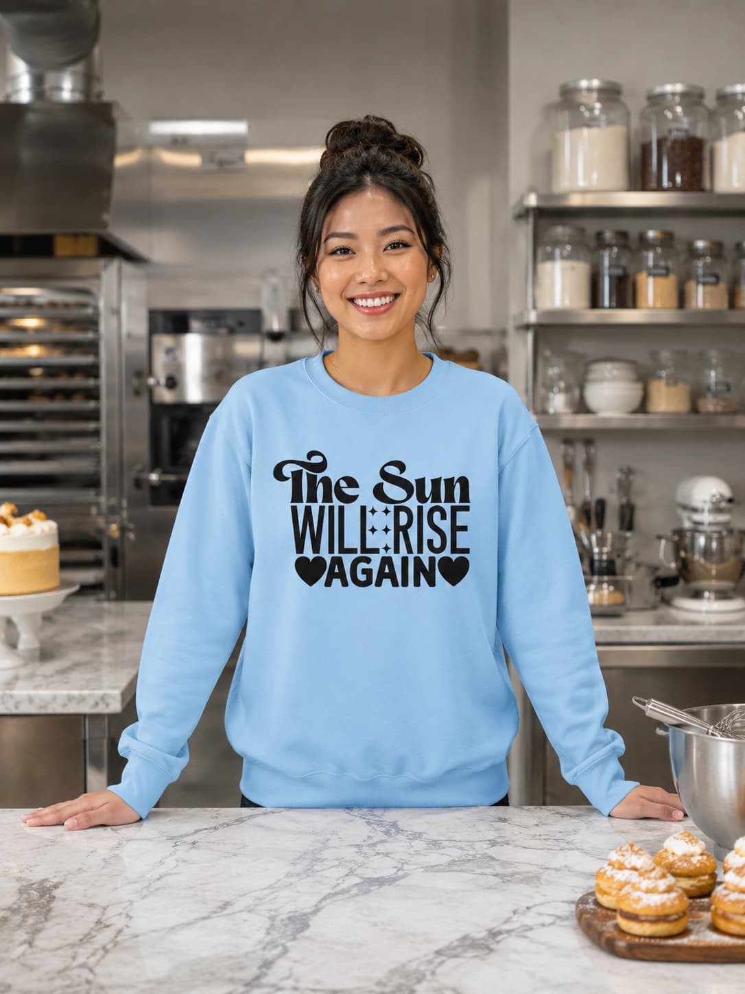 WOMENS BABY BLUE SWEATSHIRTS 