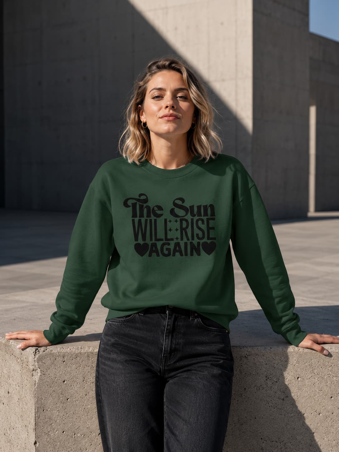 WOMENS OLIVE GREEN SWEATSHIRTS 