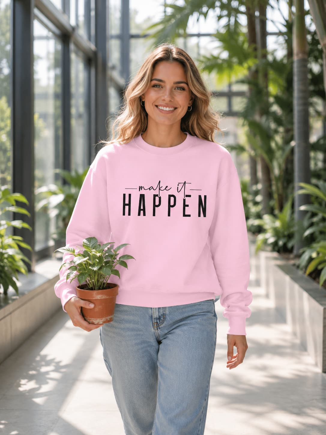 WOMENS LIGHT PINK SWEATSHIRTS