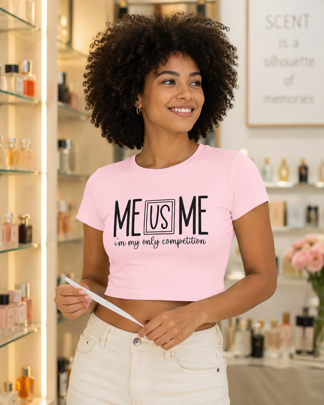 WOMENS LIGHT PINK CROP TOP
