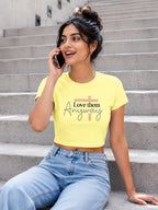 WOMENS BUTTER YELLOW CROP TOP