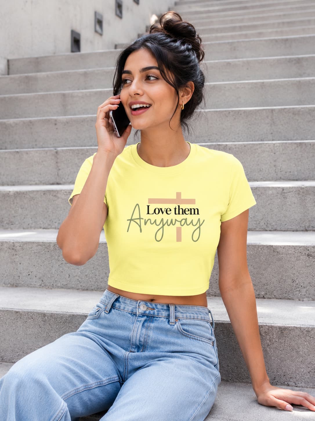 WOMENS BUTTER YELLOW CROP TOP