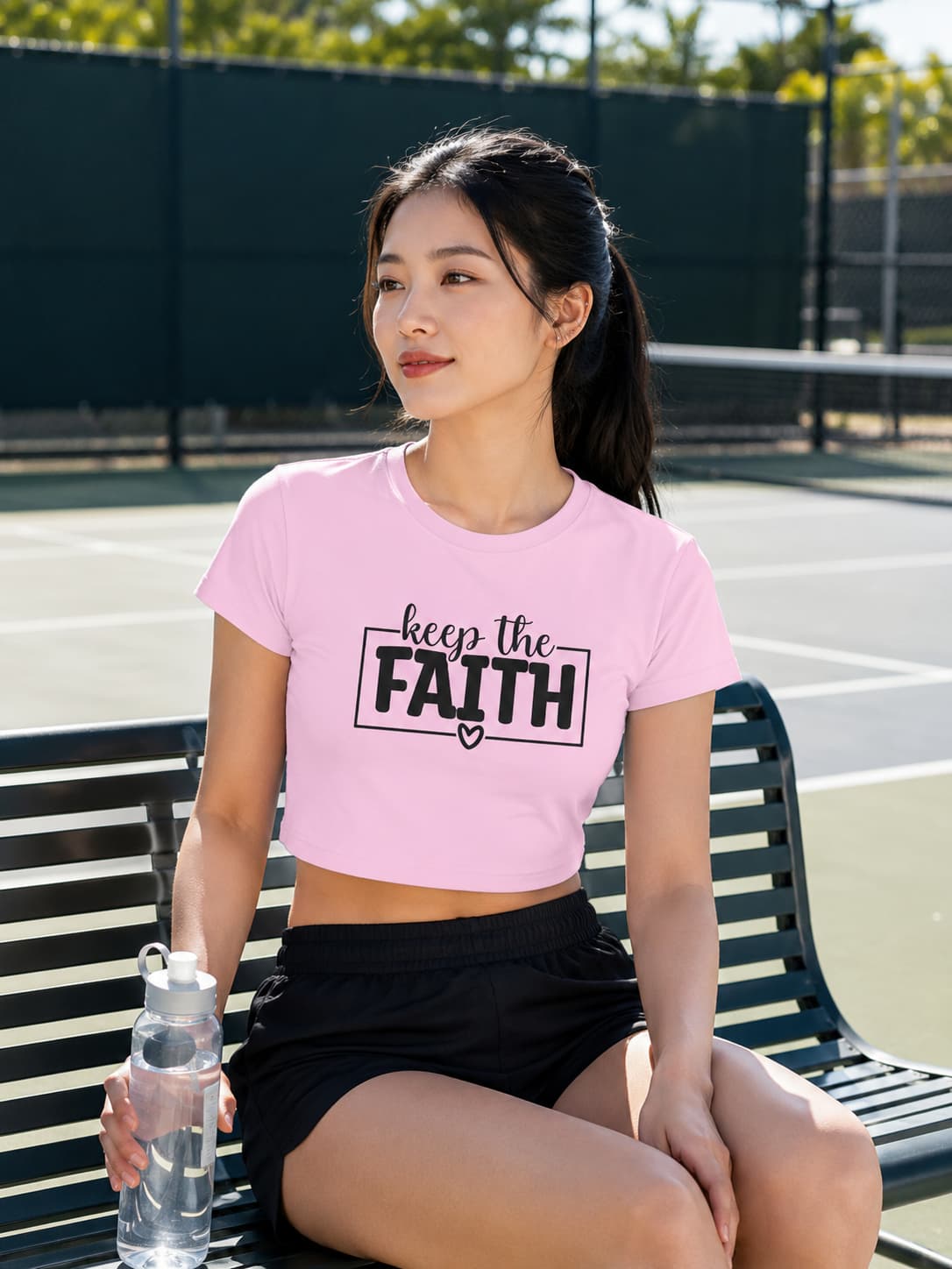 WOMENS LIGHT PINK CROP TOP