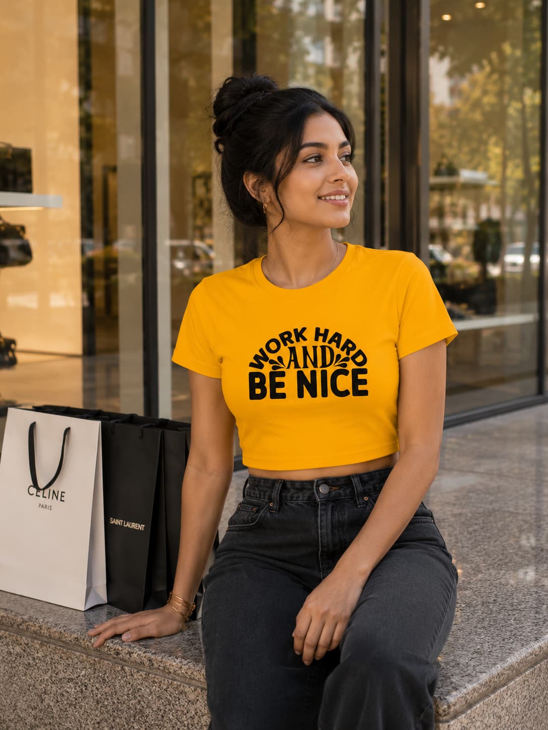 WOMENS GOLDEN YELLOW CROP TOP