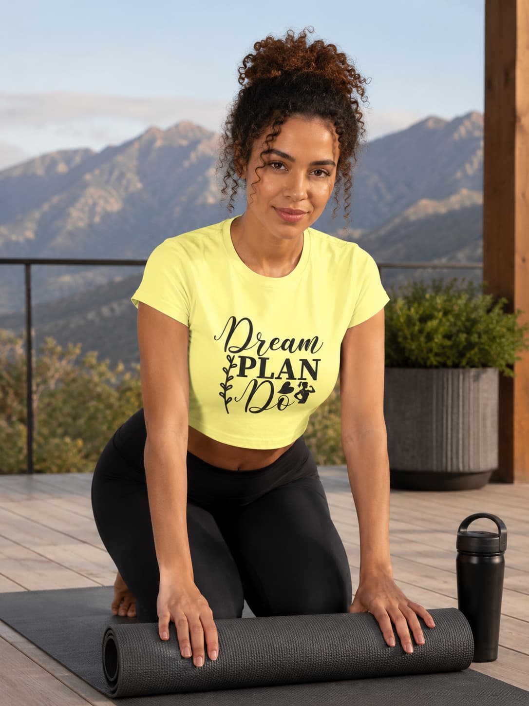 WOMENS BUTTER YELLOW CROP TOP
