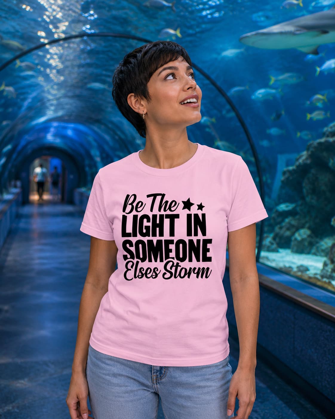 WOMENS LIGHT PINK ROUNDNECK T-SHIRT