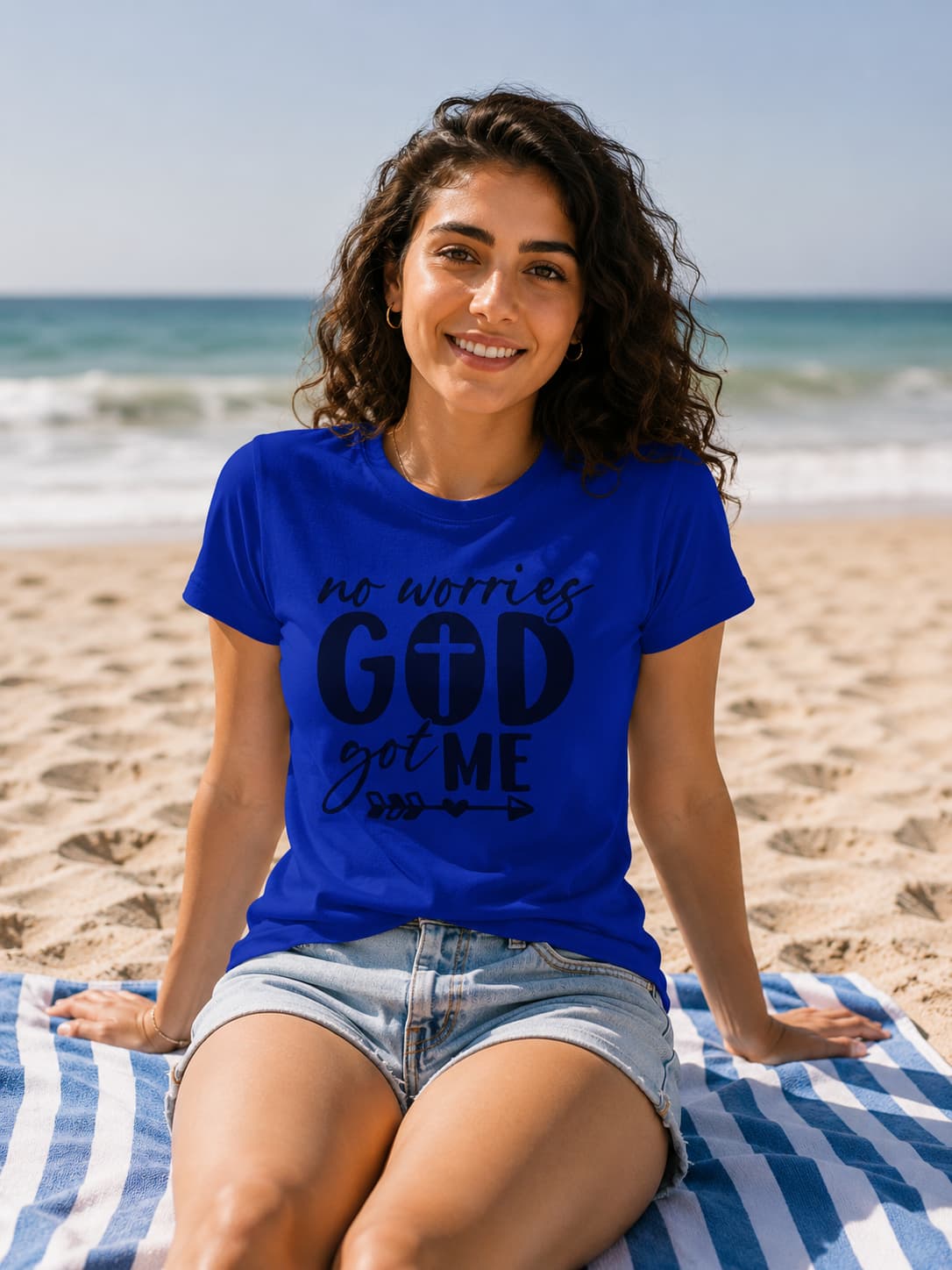 Karavirs® Trusting Royal Blue graphic tee for women India